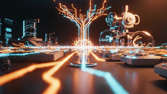 Futuristic Data Tree Growth Reveals Complex AI Circuit Network