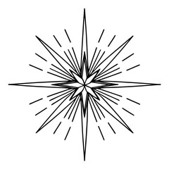 Obraz premium minimal starburst symbol with thin geometric lines, soft metallic gold gradient accents, elegant festive minimalism, isolated on pure white, vector icon style 