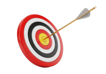 Bullseye hit with arrow on colorful target