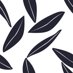 Monochrome Leaf Seamless Pattern Design