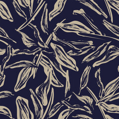 Neutral Colour Leaf Seamless Pattern Design