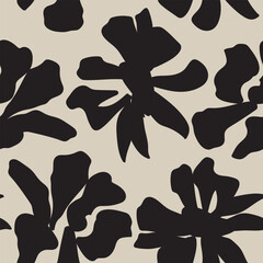 Neutral Colour Abstract Floral Seamless Pattern Design