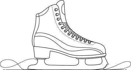 Figure skate icon line art design, winter sports, ice skating footwear, seasonal recreation activity template