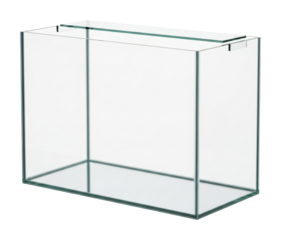 Aquarium display case home interior glass structure minimalist design isolated on transparent background