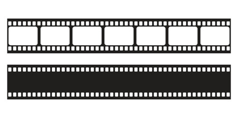 Flat Film Strip Frames Set Isolated on White Background.