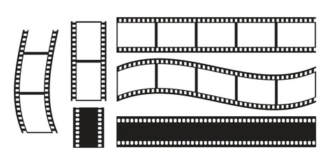 Film Strip Frames Collection Flat Vector Set Isolated on White Background.