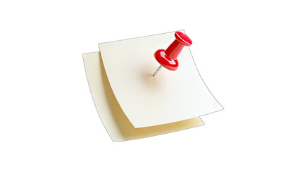 Sticky Notes Pinned with Red Pushpin on White Background