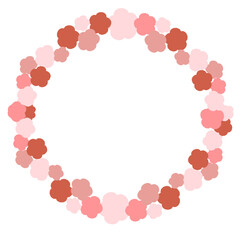 手描きのかわいい花の丸型フレーム素材