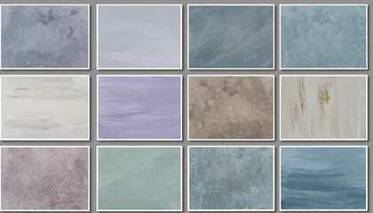 Colorful abstract watercolor backgrounds in a grid pattern