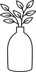 Minimal Line Art Vases with Flowers, Hand Drawn Botanical Vector Illustration