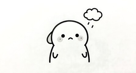 悩み事や不安を感じるキャラクターの心理描写イラスト