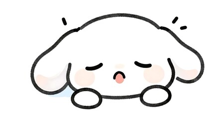 落ち込んで元気をなくした白いキャラクターの悲しい表情