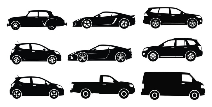 Collection of various car silhouettes