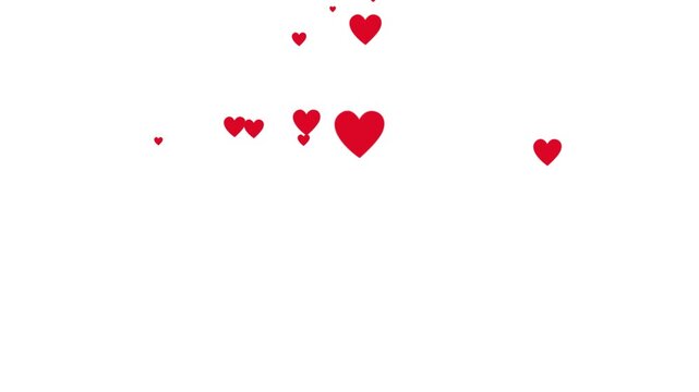 Red hearts rain down in this charming Valentine's Day illustration with confetti and a light background - ideal for romance, weddings, and love day	