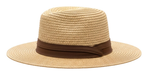 Summer event straw hat display fashion market daylight isolated on transparent background