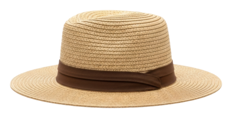 Summer event straw hat display fashion market daylight isolated on transparent background