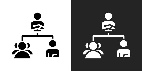 Team Leadership Icon In Black And White Glyph Style
