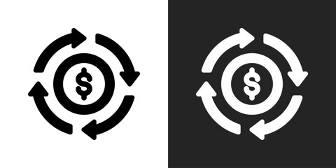Money Cycle Icon In Black And White Glyph Style