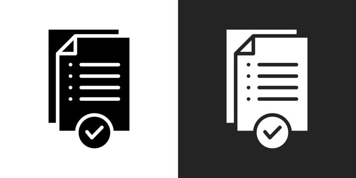 Approved Document Icon In Black And White Glyph Style