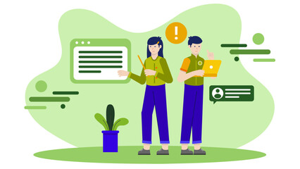 Social Media Team Handling a Crisis PR Situation. Business Flat Vector Illustration