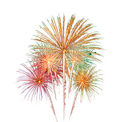 golden fireworks isolated on transparent background, png