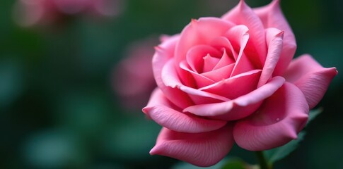 Close-up of a pink rose with water droplets, soft focus, floral, pink, image