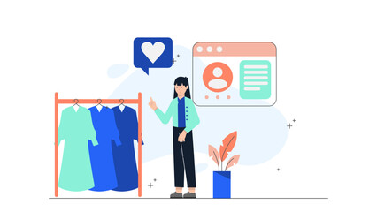 Virtual Stylist Curating a Client_s Wardrobe. Business Flat Vector Illustration