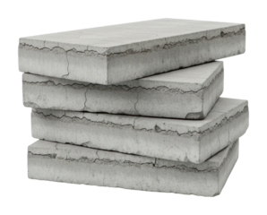 Construction action stacked concrete blocks industrial view isolated on transparent background