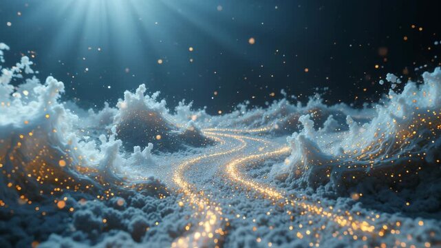 Underwater world map with bubbles and ocean scene in a cosmic fantasy setting