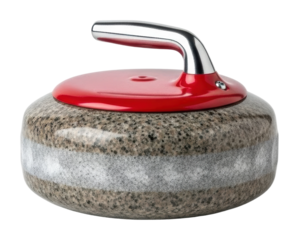 Curling stone action at ice rink sports equipment view isolated on transparent background