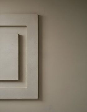 Architectural plaster texture background with geometric recessed panel and large minimalist copy space