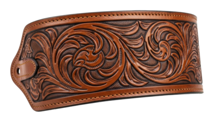 Artisan leather cuff workshop product detailed isolated on transparent background