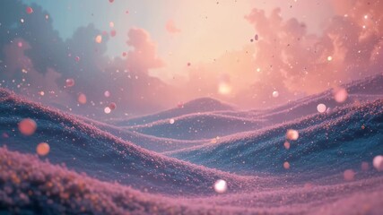 Abstract winter landscape with mountains trees mist and stars - Powered by Adobe