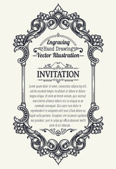 Highly Detailed Ornate Vintage Engraving Border Invitation Card