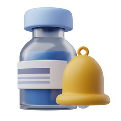 3D vaccine vial with notification bell icon