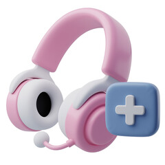 3D pink headset with medical support icon