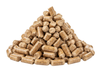 Wood pellets for heating home energy solutions environment isolated on transparent background