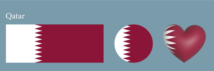 Obraz premium set Qatar flag icon vector illustration 