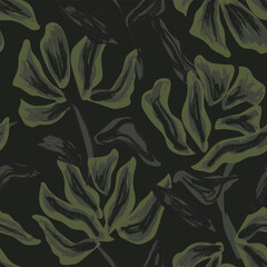 Khaki Abstract Floral Seamless Pattern Design