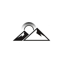 Illustration of mountains with sun rising behind them