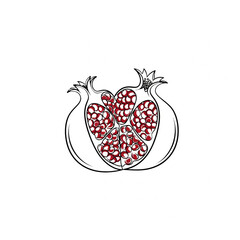 An illustration of a pomegranate cut open to reveal its seeds