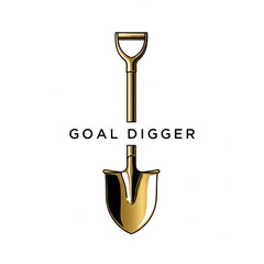 A gold shovel with the text GOAL DIGGER on a white background