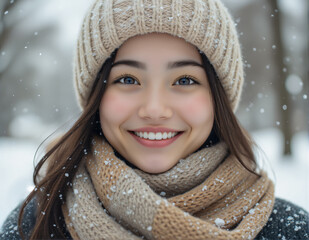 young woman in winter clothes