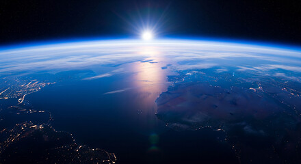 Stunning sunrise over Earth's curved horizon from space