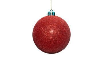 Red Christmas ball on isolated transparent background. PNG File.