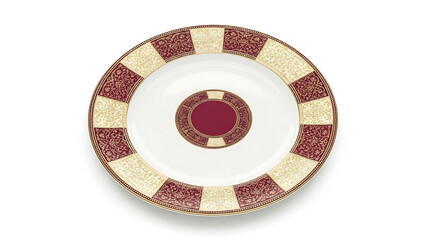 Plastic plate with red circle symbol on white background