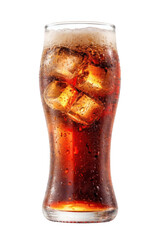 Cola Drink with Ice Cubes Isolated on Transparent Background
