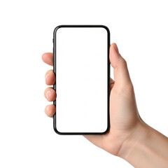 "Hand Holding Smartphone with Blank Screen"