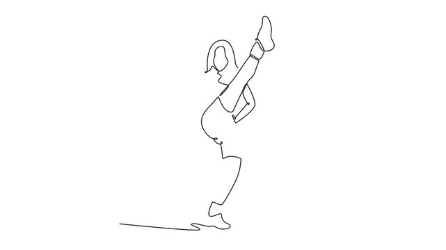 Physical Activity concept. Single line draw design. Full length animation illustration. High quality 4k footage