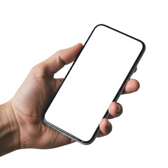 "Hand Holding Smartphone with Blank Screen"